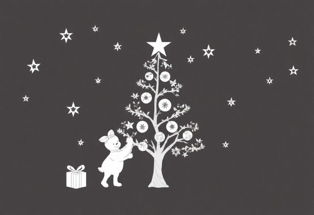 Arvore De Natal Desenho Para Imprimir: Enfeites E Estrelas Para Decorar