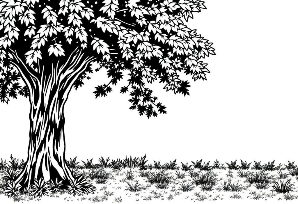 Árvore Em Desenho Para Imprimir: Paisagens Naturais Para Colorir