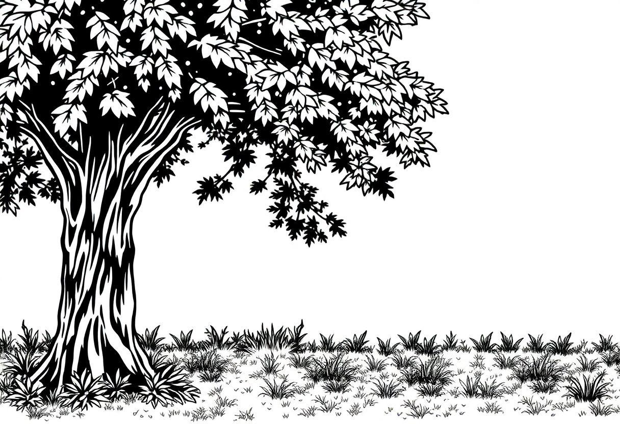 Árvore Em Desenho Para Imprimir: Paisagens Naturais Para Colorir