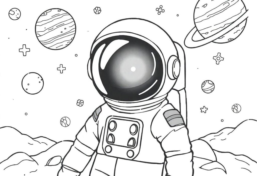 Astronauta Desenho Para Imprimir: Foguetes E Planetas Incríveis
