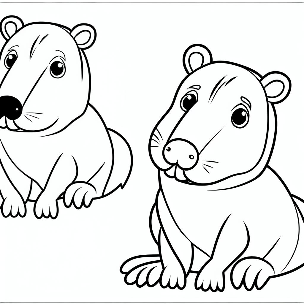 DESENHO PARA COLORIR DE CAPIVARA FOFINHA PARA ATIVIDADES ESCOLARES