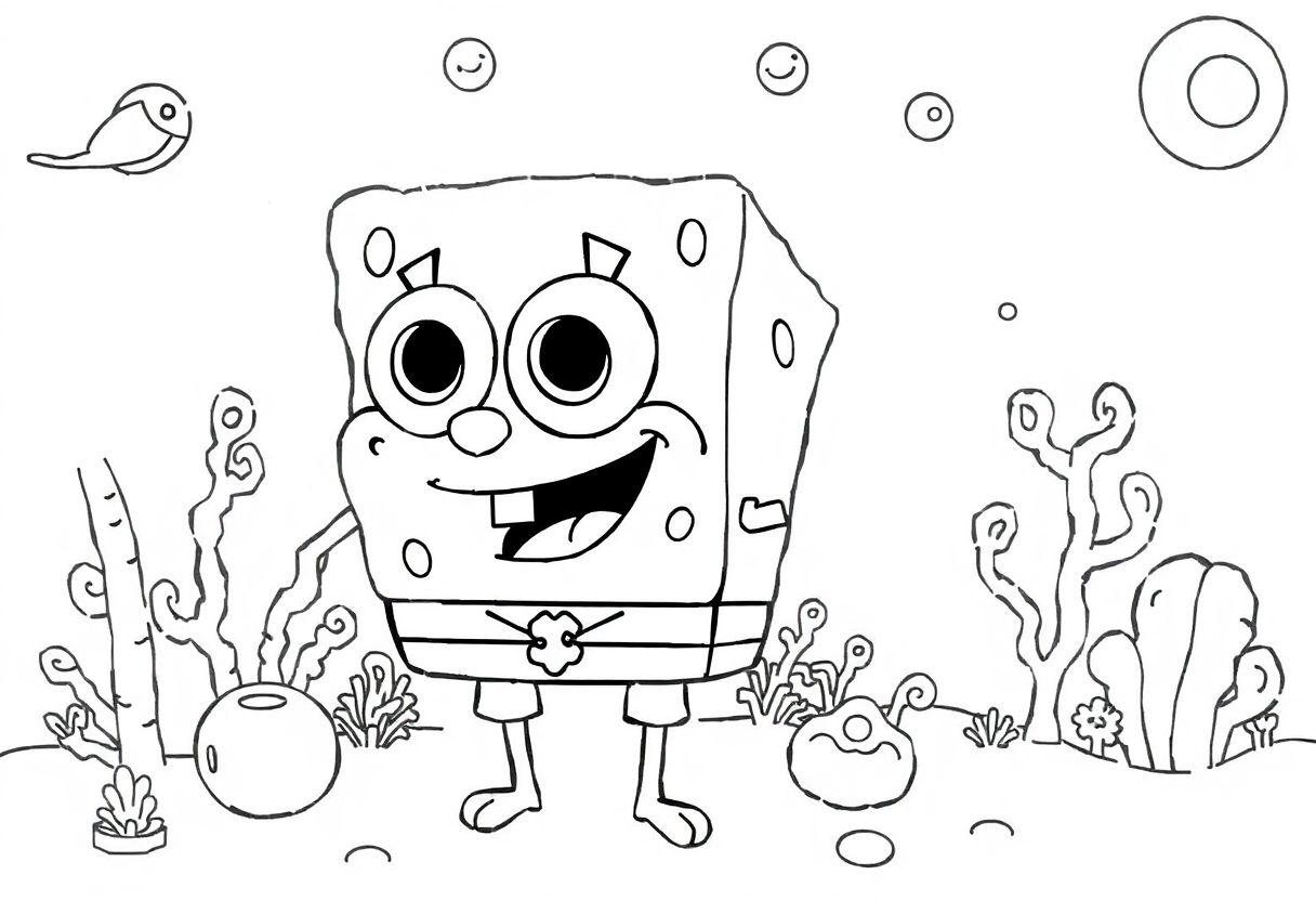DESENHOS PARA COLORIR BOB ESPONJA HAMBÚRGUER DE SIRI