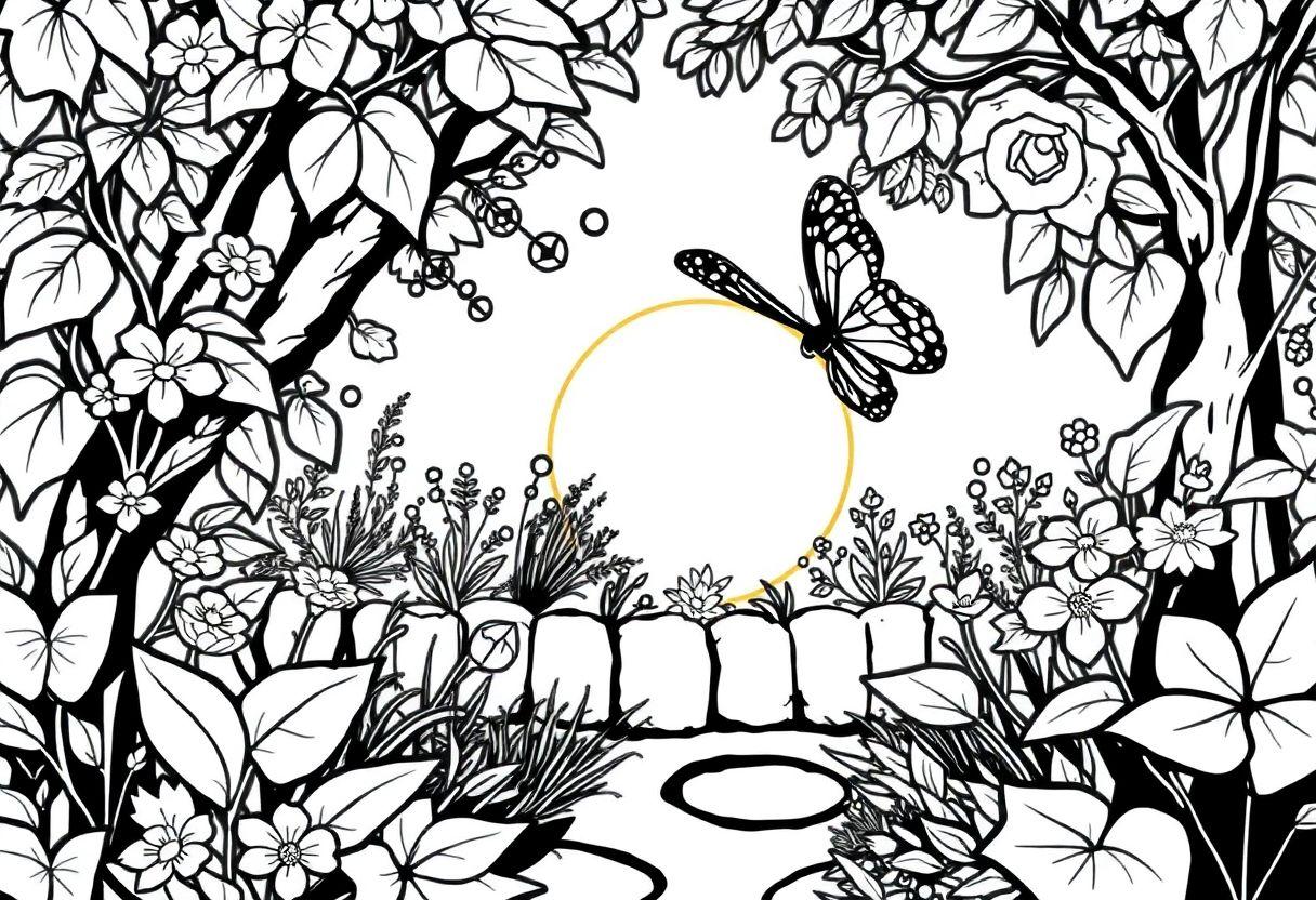 DESENHOS PARA COLORIR BORBOLETA E JARDIM ENCANTADO