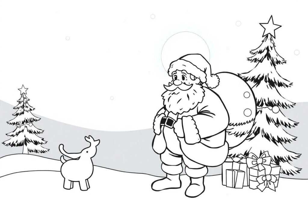DESENHOS PARA COLORIR DE NATAL PAPAI NOEL E RENAS