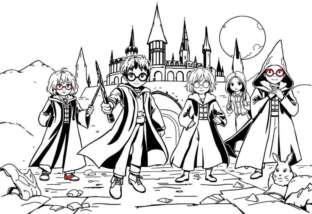 DESENHOS PARA COLORIR HARRY POTTER BRASÃO E FEITIÇOS