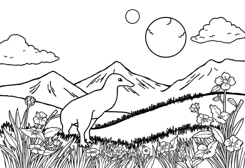 DESENHOS PARA COLORIR NATUREZA ÁRVORES E MONTANHAS