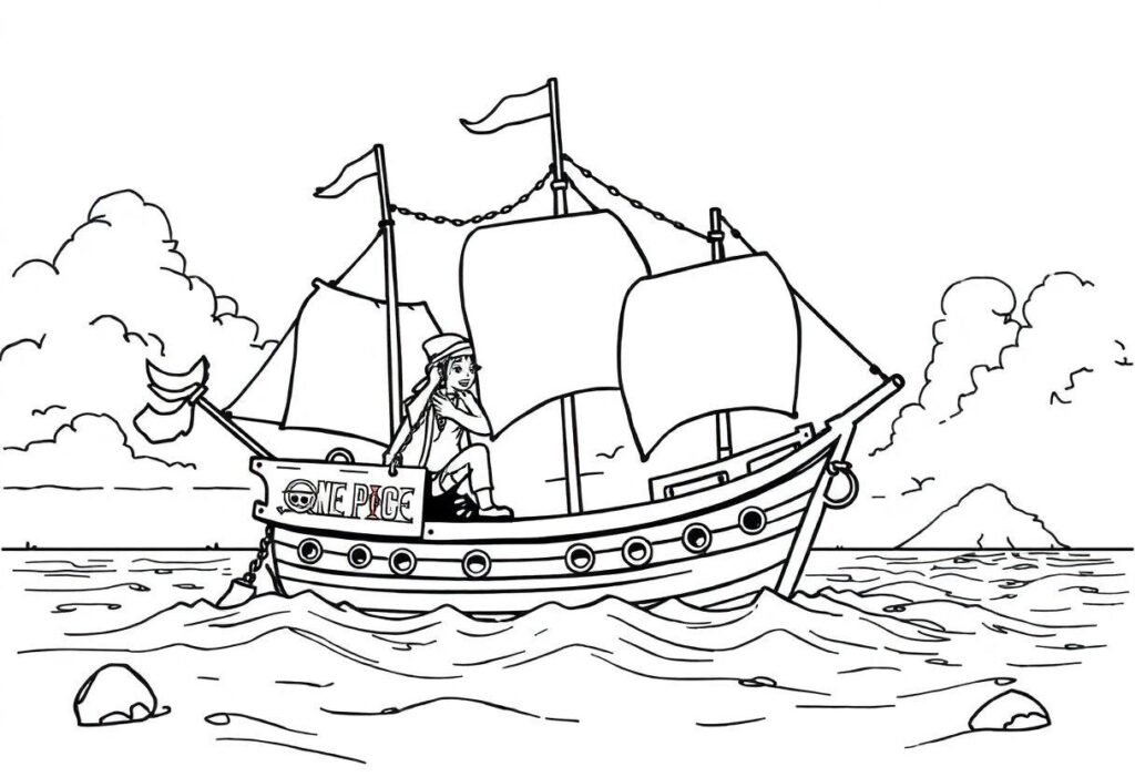 DESENHOS PARA COLORIR ONE PIECE PIRATAS E NAVIOS