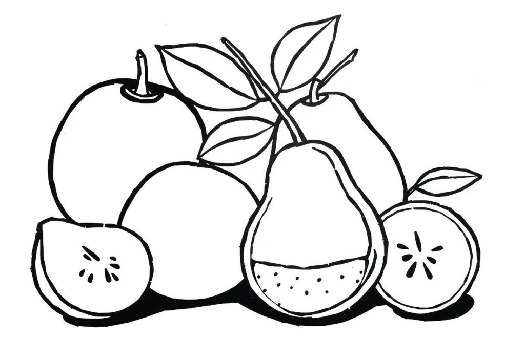 Desenho De Frutas Para Colorir É Imprimir: Alimentação Saudável