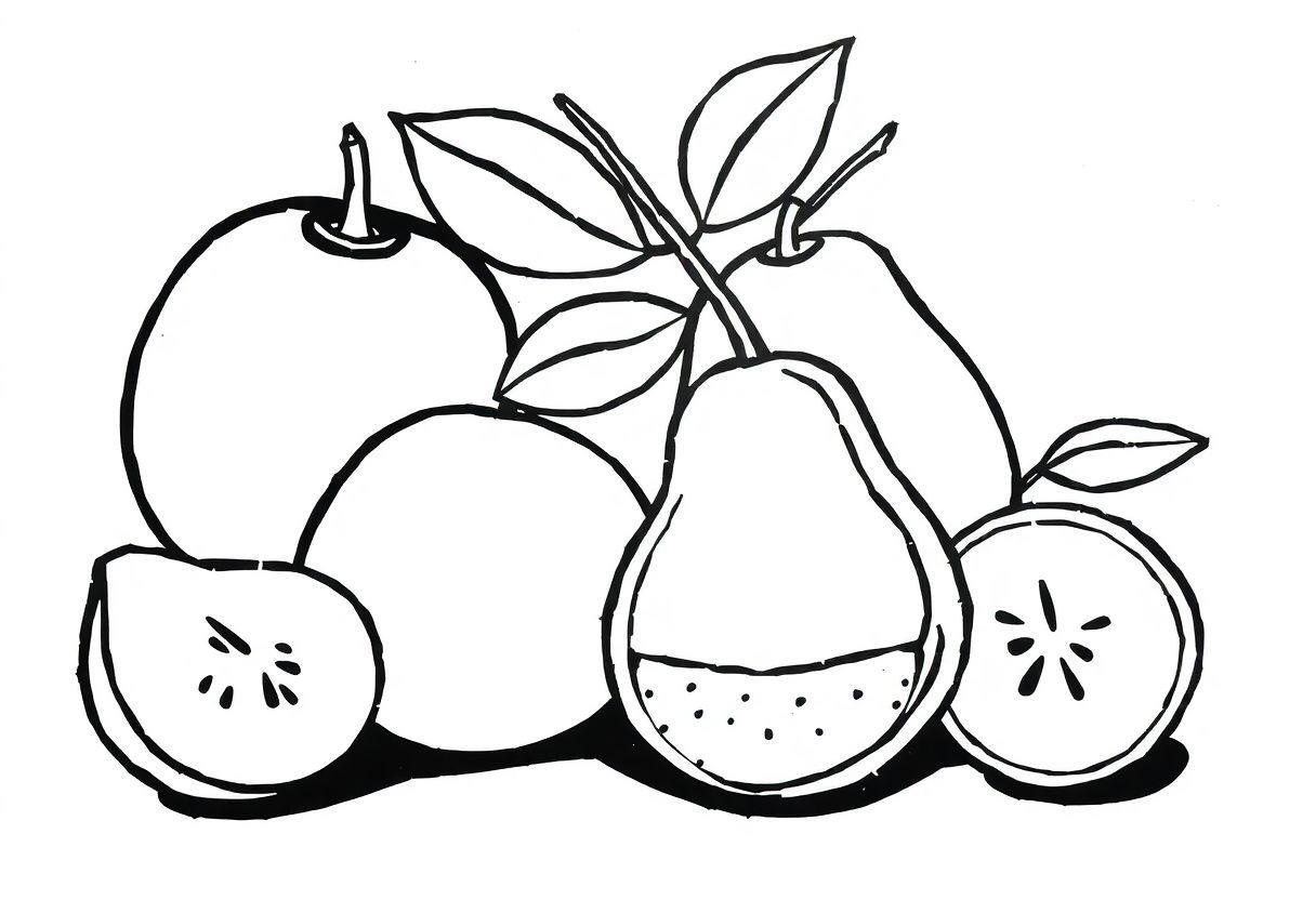 Desenho De Frutas Para Colorir É Imprimir: Alimentação Saudável
