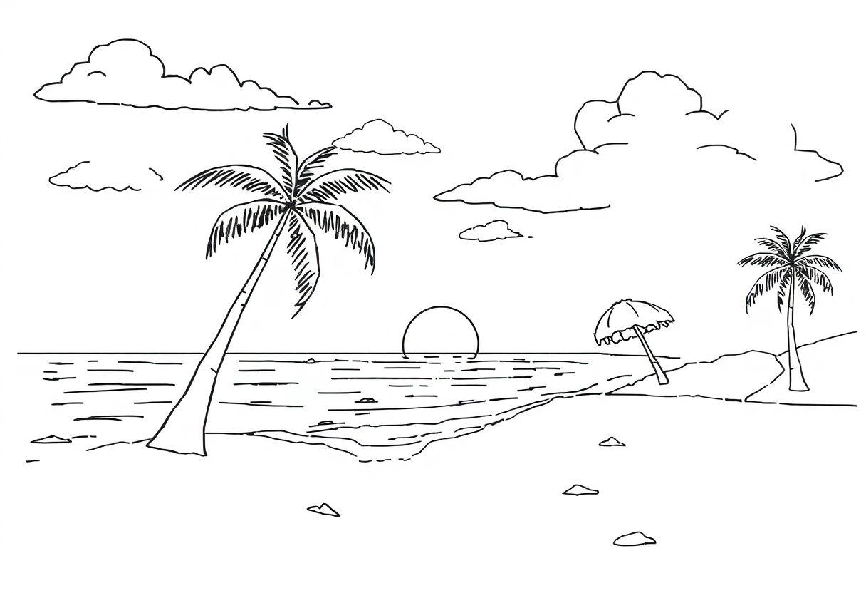 Desenho De Praia Para Colorir É Imprimir: Verão E Férias