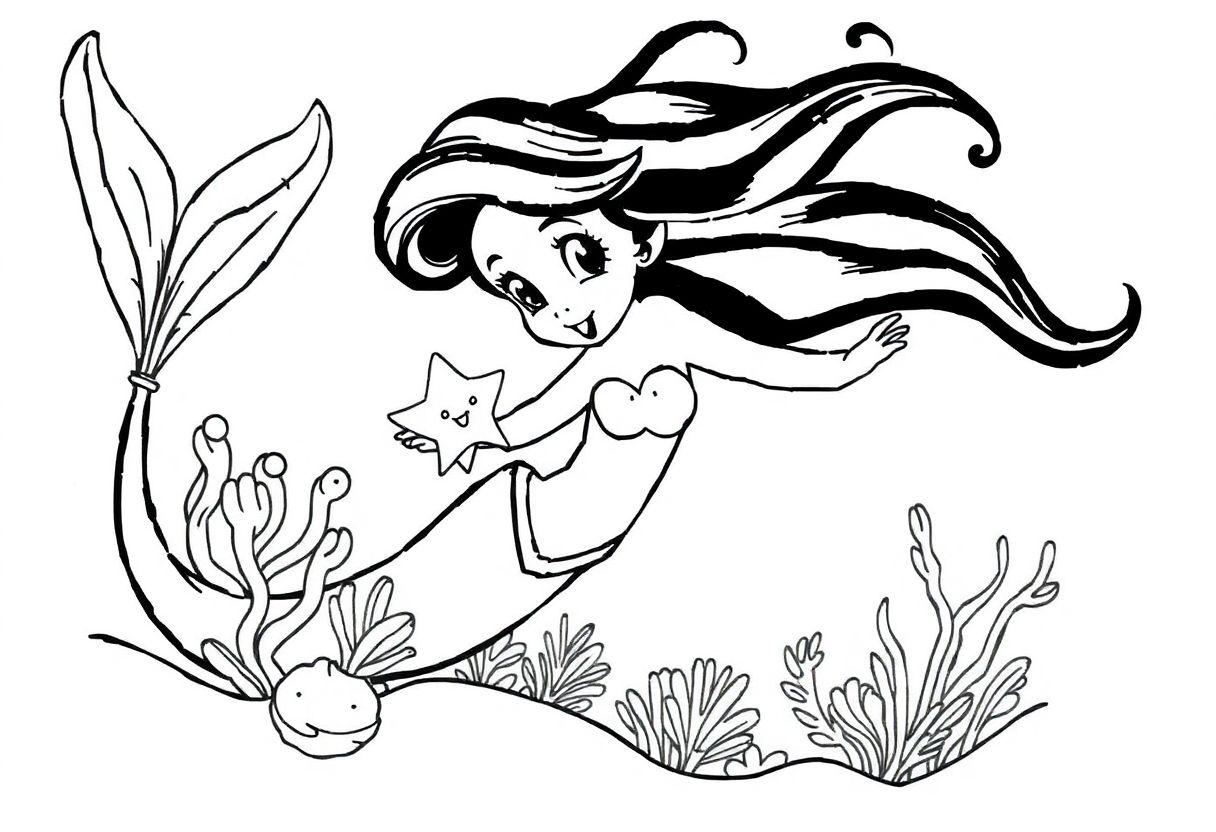 Desenho Para Imprimir Ariel: A Pequena Sereia No Fundo Do Mar