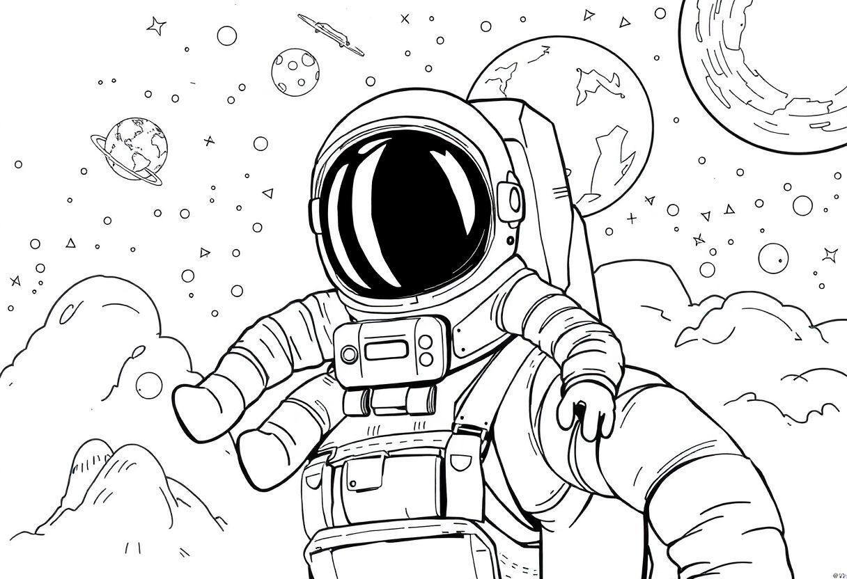 Desenho Para Imprimir Astronauta: Viagem Ao Espaço Sideral
