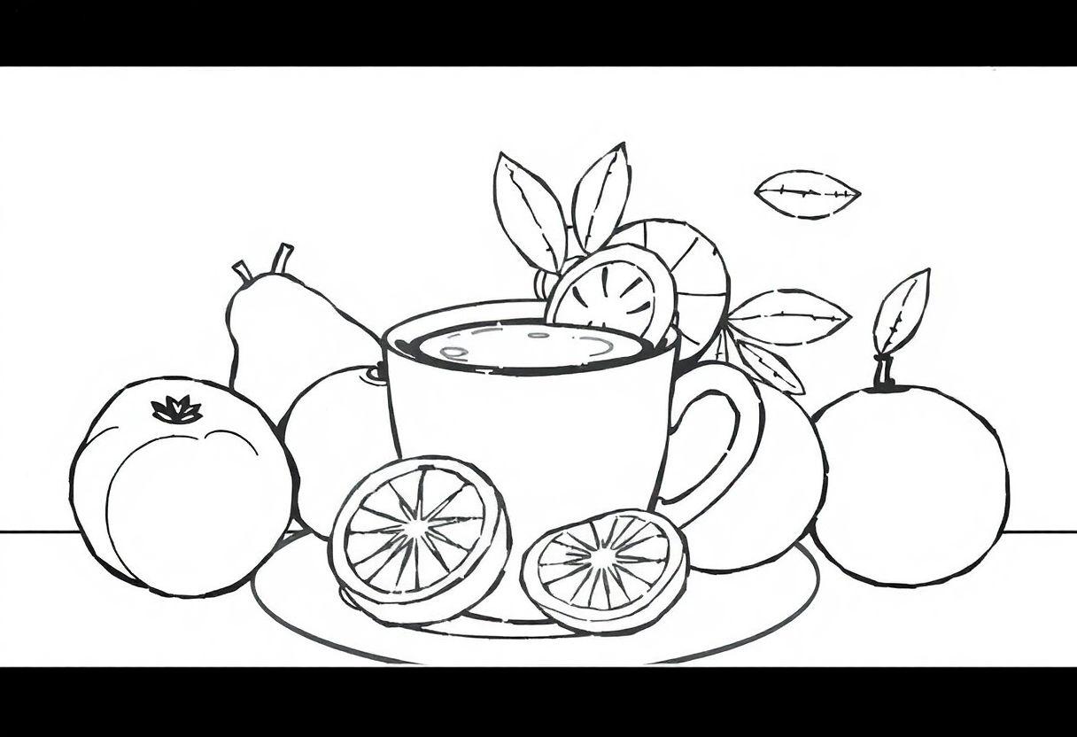 Desenho Para Imprimir Frutas: Cesta De Café Da Manhã