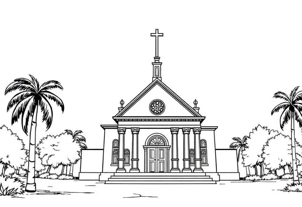 Desenho Para Imprimir Igreja: Templos E Religiosidade