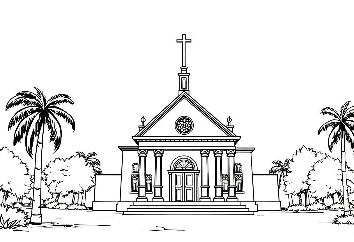 Desenho Para Imprimir Igreja: Templos E Religiosidade