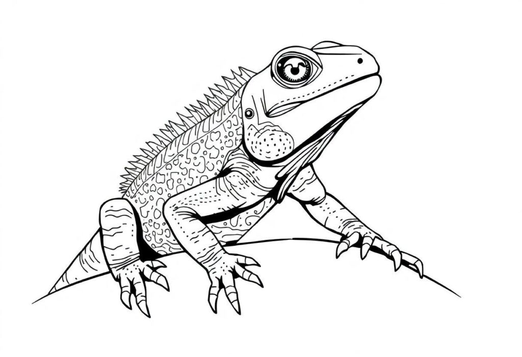 Desenho Para Imprimir Iguana: Répteis Exóticos Para Pintar
