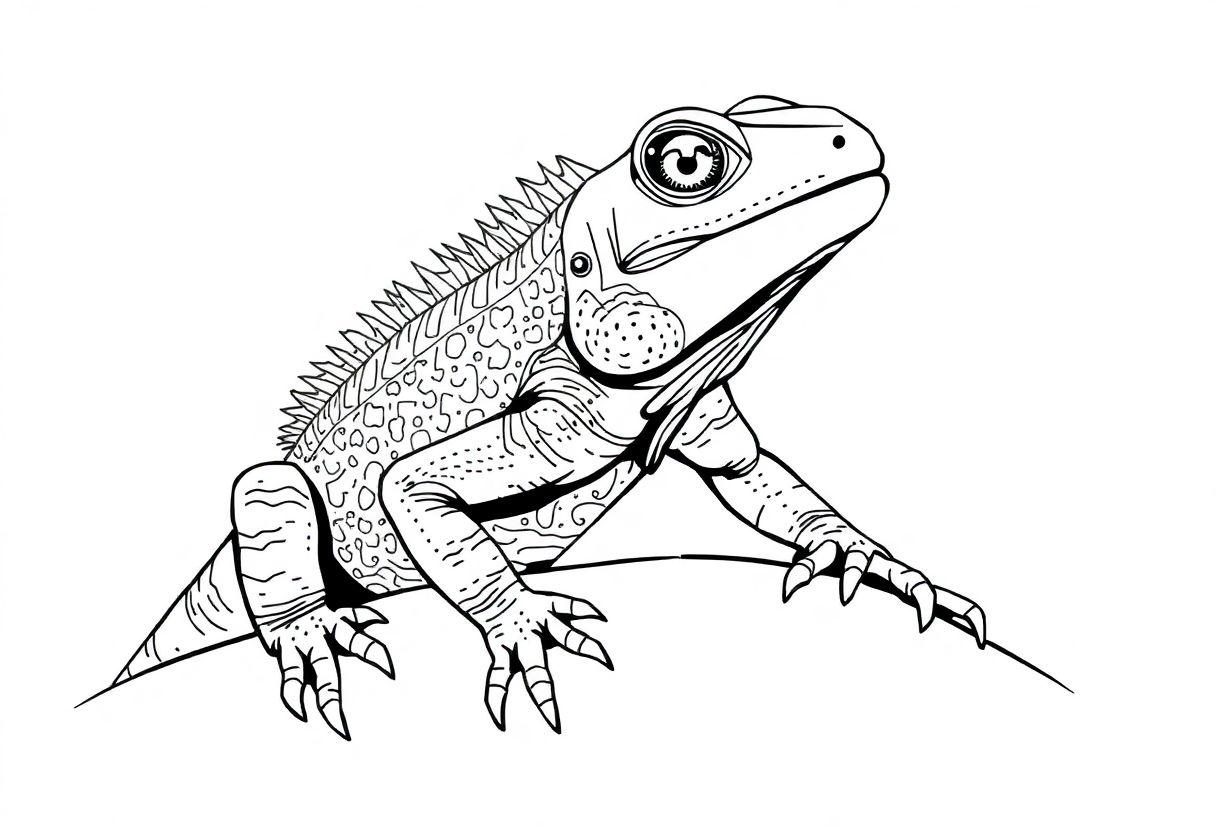 Desenho Para Imprimir Iguana: Répteis Exóticos Para Pintar