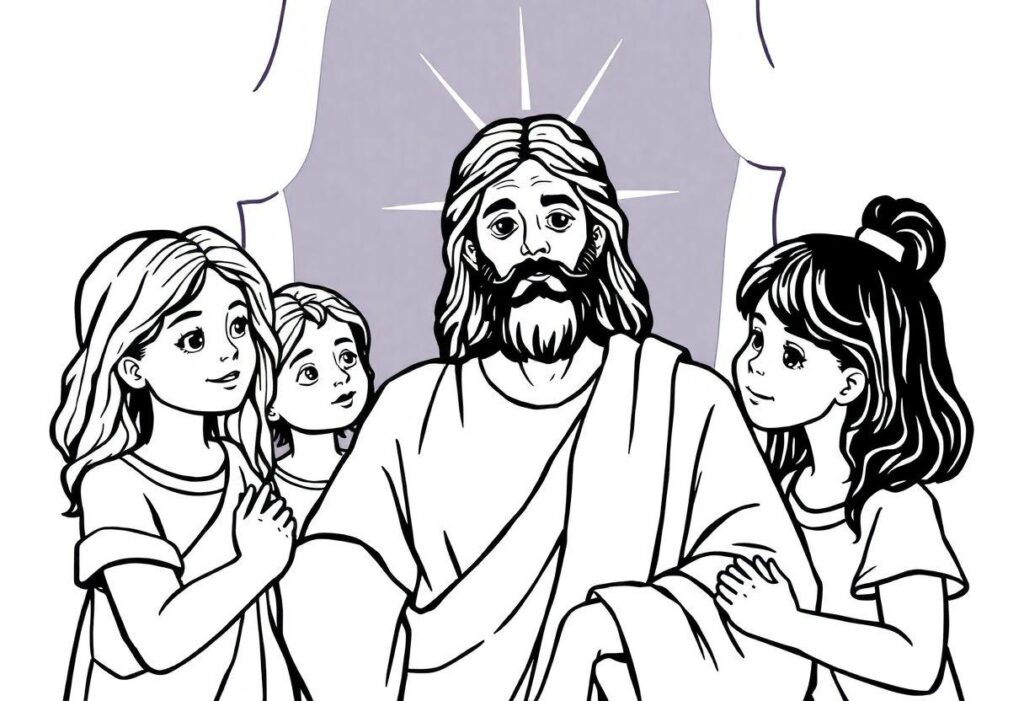 Desenho Para Imprimir Jesus E As Crianças: Cenas Bíblicas Tocantes