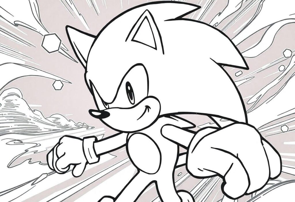 Desenho Para Imprimir Sonic: Velocidade E Ação Para Colorir