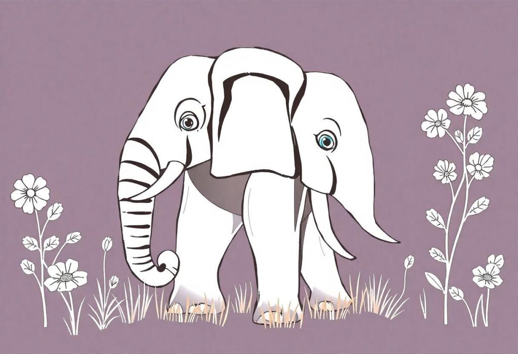 E Um Desenho: A Letra E Ilustrada Com Elefante