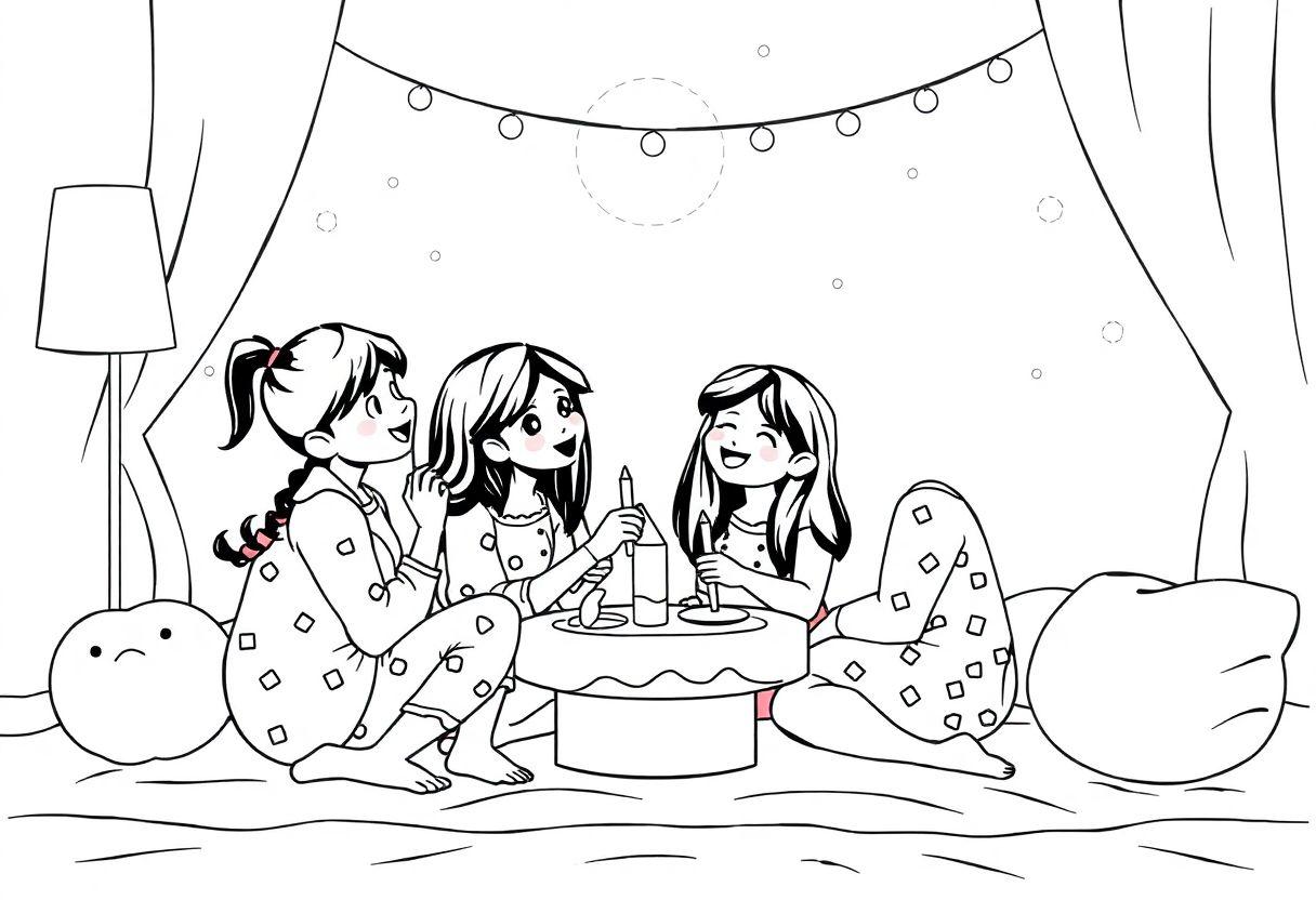 Festa Do Pijama Desenho Para Imprimir: Diversão Noturna Com Amigas