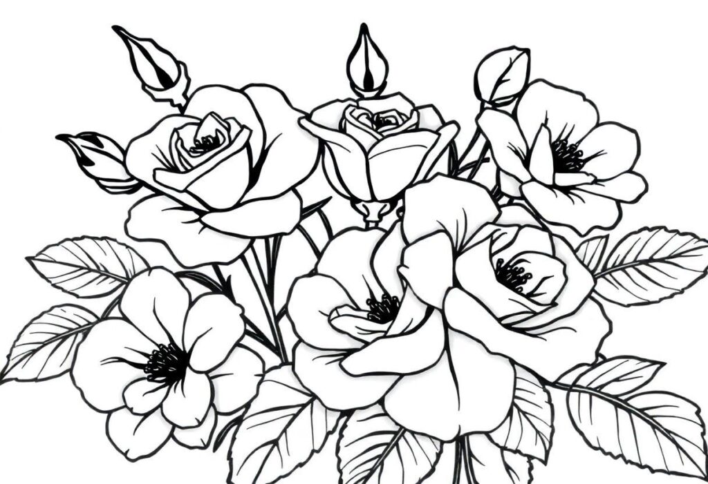 Flores Desenho Para Imprimir: Rosas E Margaridas