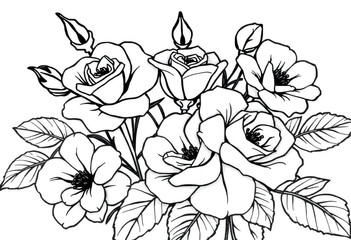 Flores Desenho Para Imprimir: Rosas E Margaridas