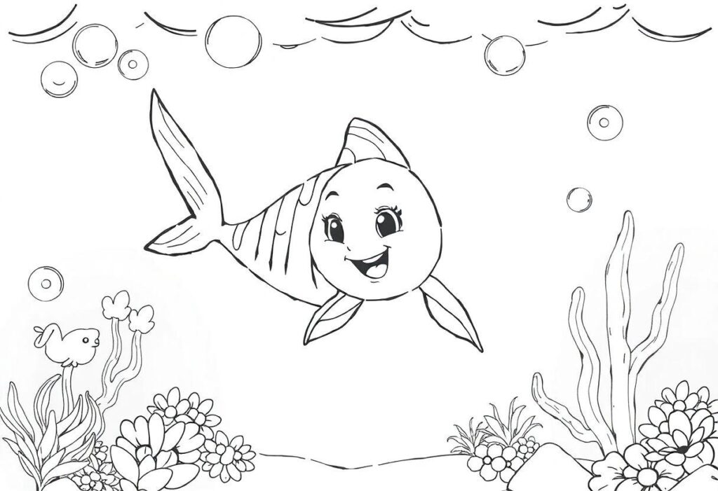 Fundo Do Mar Desenho Para Imprimir: A Pequena Sereia E Amigos