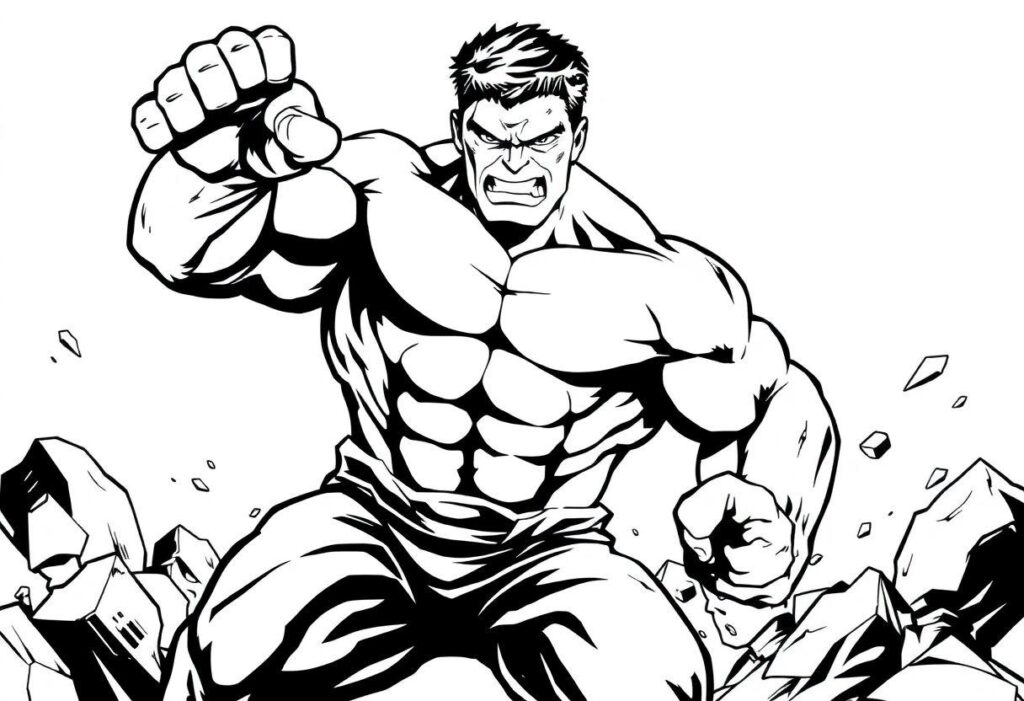 Hulk Desenho Para Imprimir: Força Bruta Para Colorir