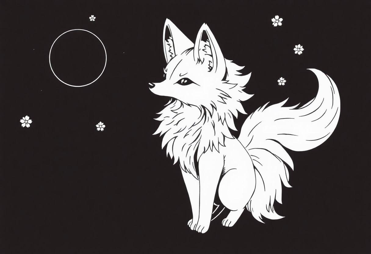 Desenho Para Imprimir Kitsune: Raposas Mágicas Do Folclore