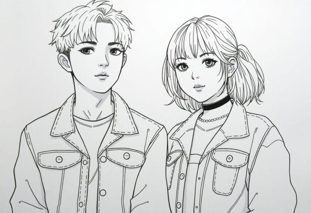 Desenho Para Imprimir Kpop: Ídolos Coreanos Em Anime