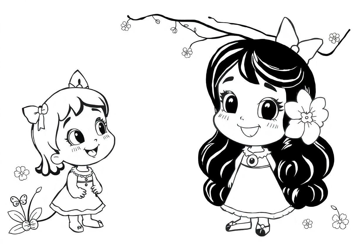 Desenho Para Imprimir Moranguinho: A Doce Menina E Suas Amigas