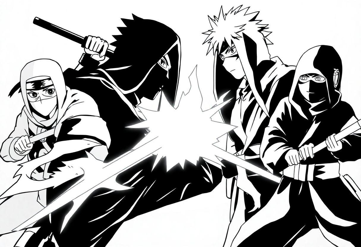 Desenho Para Imprimir Naruto: Ninjas De Konoha E Batalhas