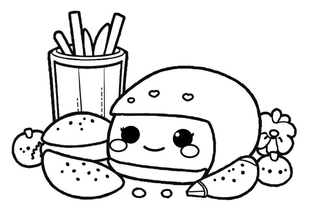 Kawaii Desenho Para Imprimir: Comidas E Objetos Com Rostinho