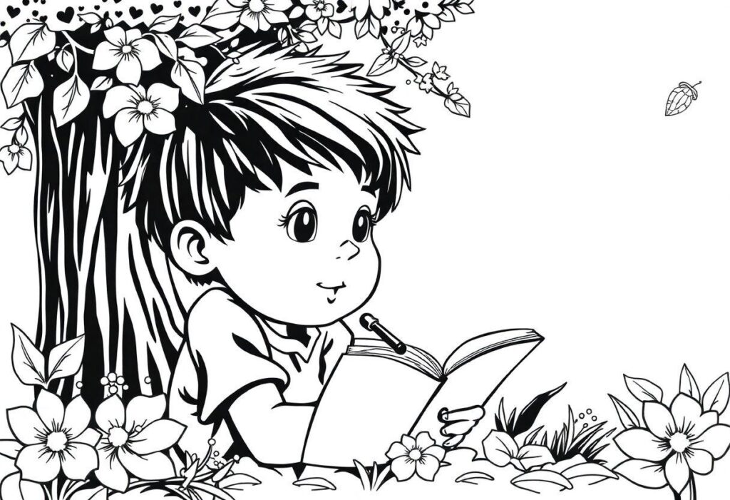 Livro Aberto Desenho Para Imprimir: Educação E Leitura