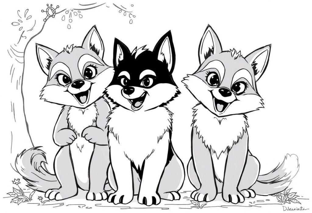 Lobo Mau Desenho Para Imprimir: Os Três Porquinhos E Chapeuzinho