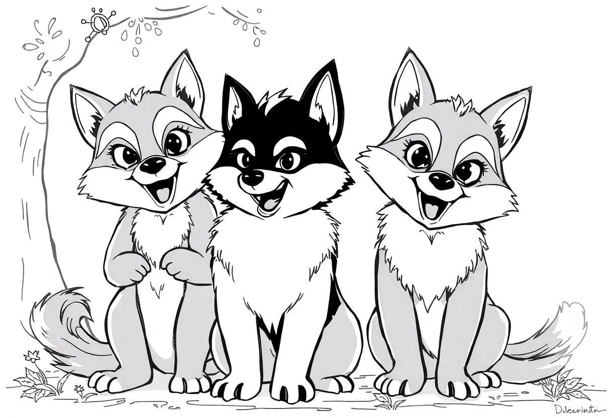 Lobo Mau Desenho Para Imprimir: Os Três Porquinhos E Chapeuzinho