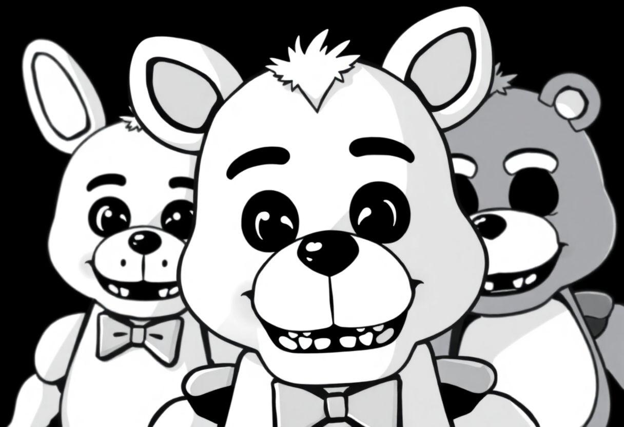 DESENHO DE FNAF PERSONAGENS ASSUSTADORES DO JOGO PARA COLORIR