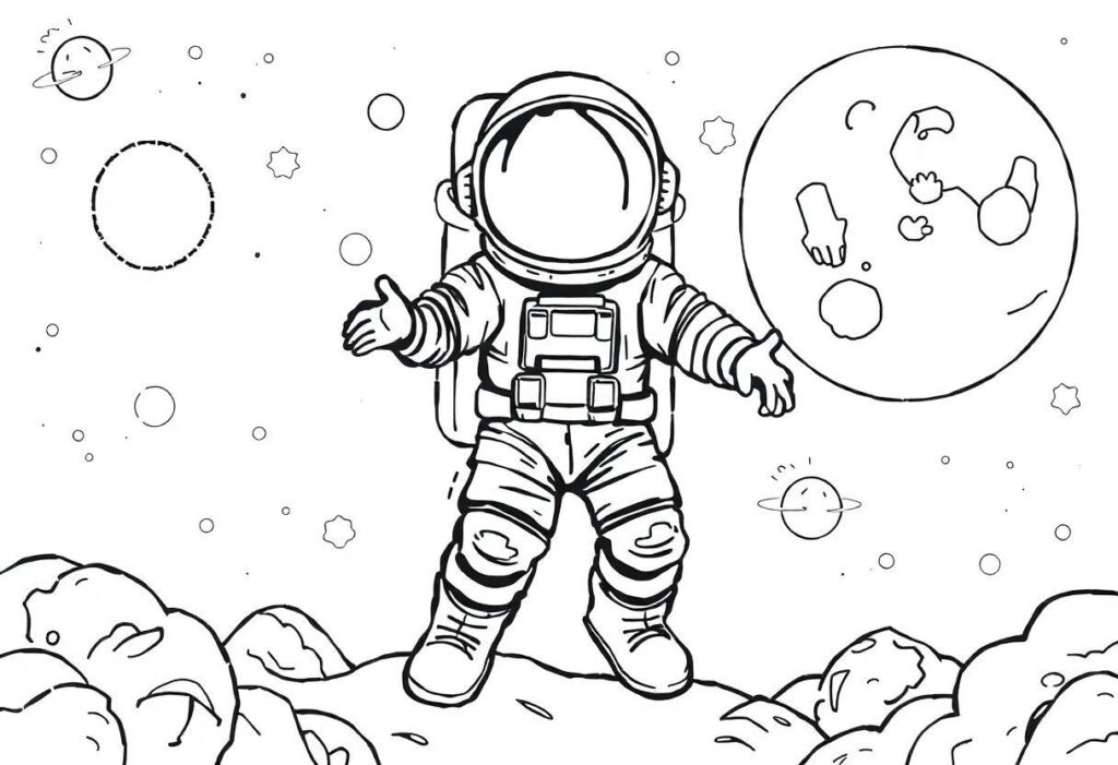 DESENHO DE FOGUETE EXPLORAÇÃO ESPACIAL PARA PEQUENOS ASTRONAUTAS
