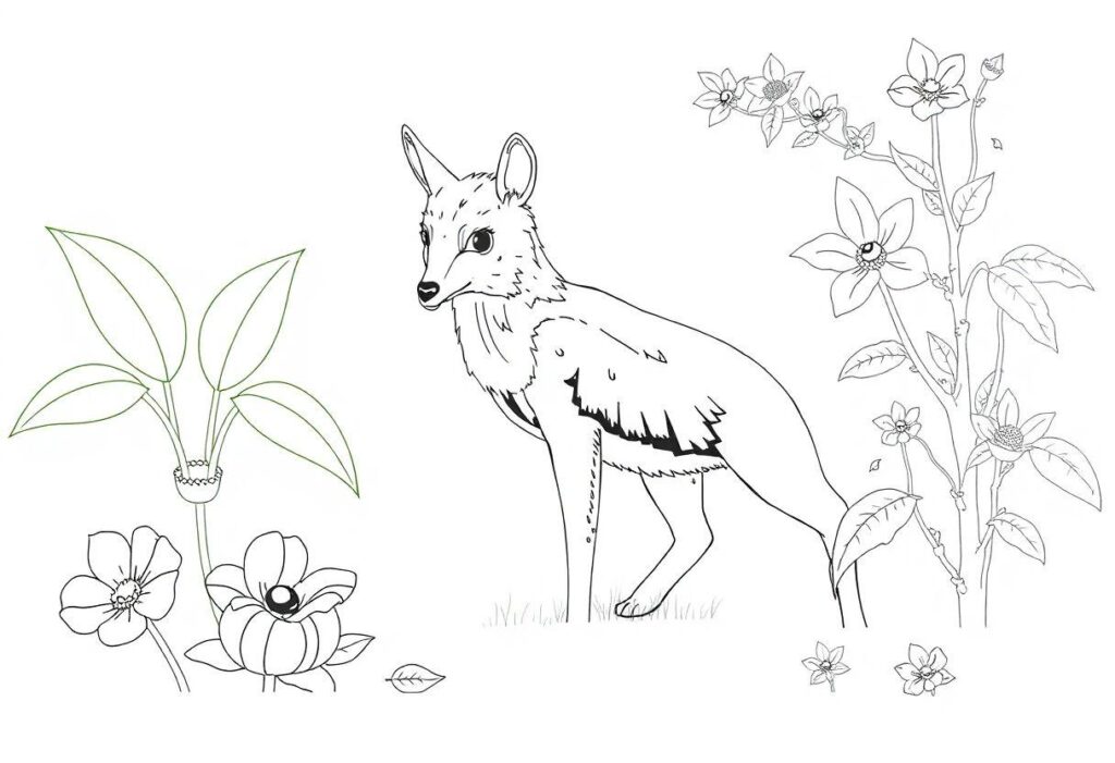 DESENHO DE FOLHA ELEMENTOS DA NATUREZA PARA ESTUDO E PINTURA