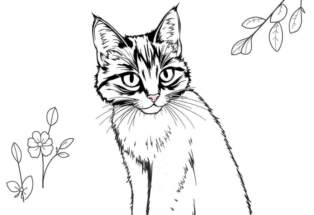 DESENHO DE GATO PARA COPIAR EXERCÍCIOS DE TRAÇO PARA MELHORAR SUA ARTE