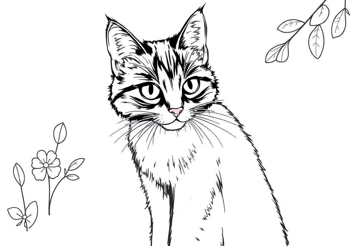 DESENHO DE GATO PARA COPIAR EXERCÍCIOS DE TRAÇO PARA MELHORAR SUA ARTE