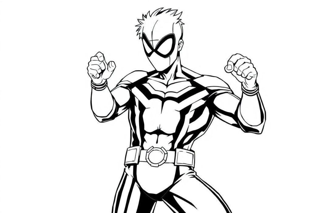 DESENHO DE HOMEM-ARANHA O HERÓI MAIS FAMOSO EM POSES DE AÇÃO