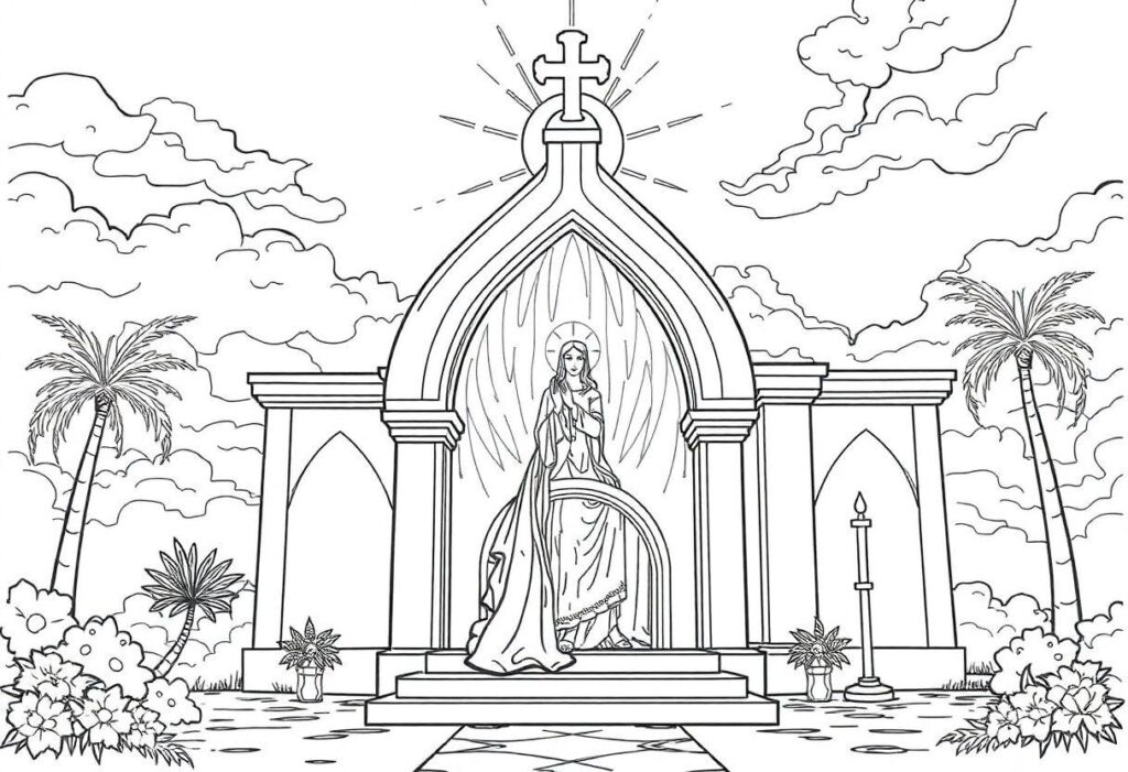 DESENHO DE IGREJA ARQUITETURA RELIGIOSA PARA ATIVIDADES DE CULTO