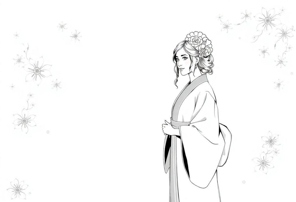 DESENHO DE KIMONO FEMININO ELEGÂNCIA ORIENTAL E PADRÕES DE TECIDO