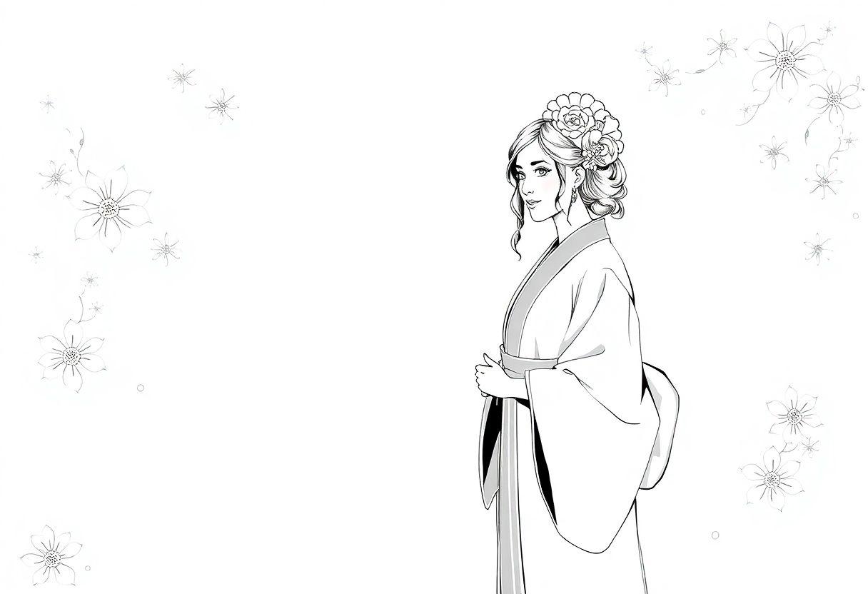 DESENHO DE KIMONO FEMININO ELEGÂNCIA ORIENTAL E PADRÕES DE TECIDO