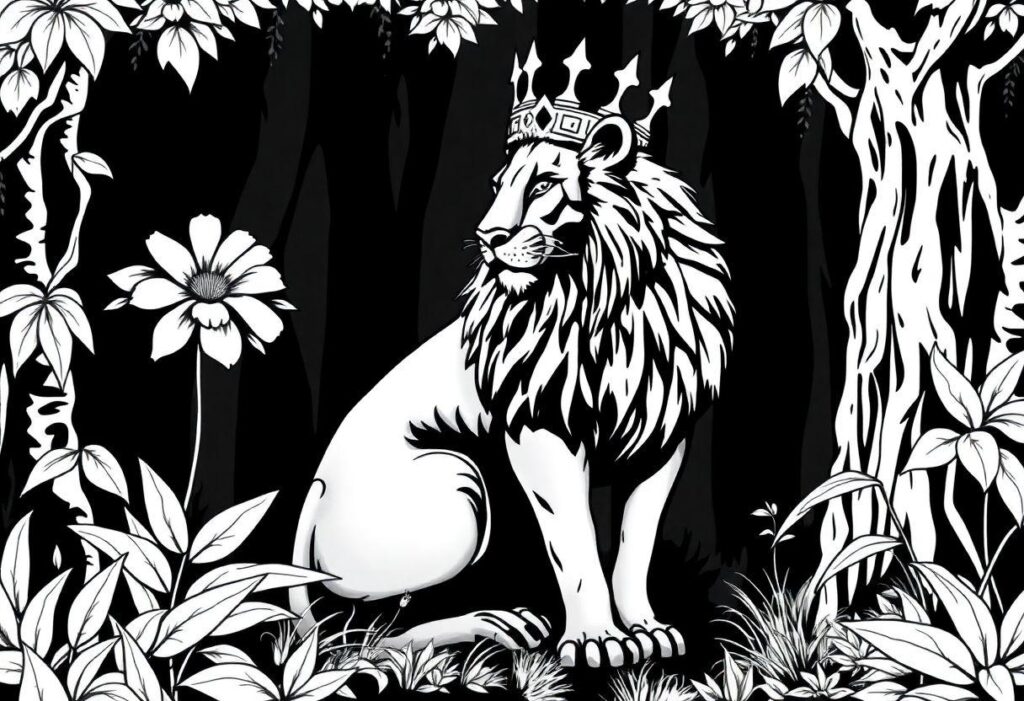 DESENHO DE LEÃO O REI DA SELVA EM TRAÇOS FORTES E REALISTAS