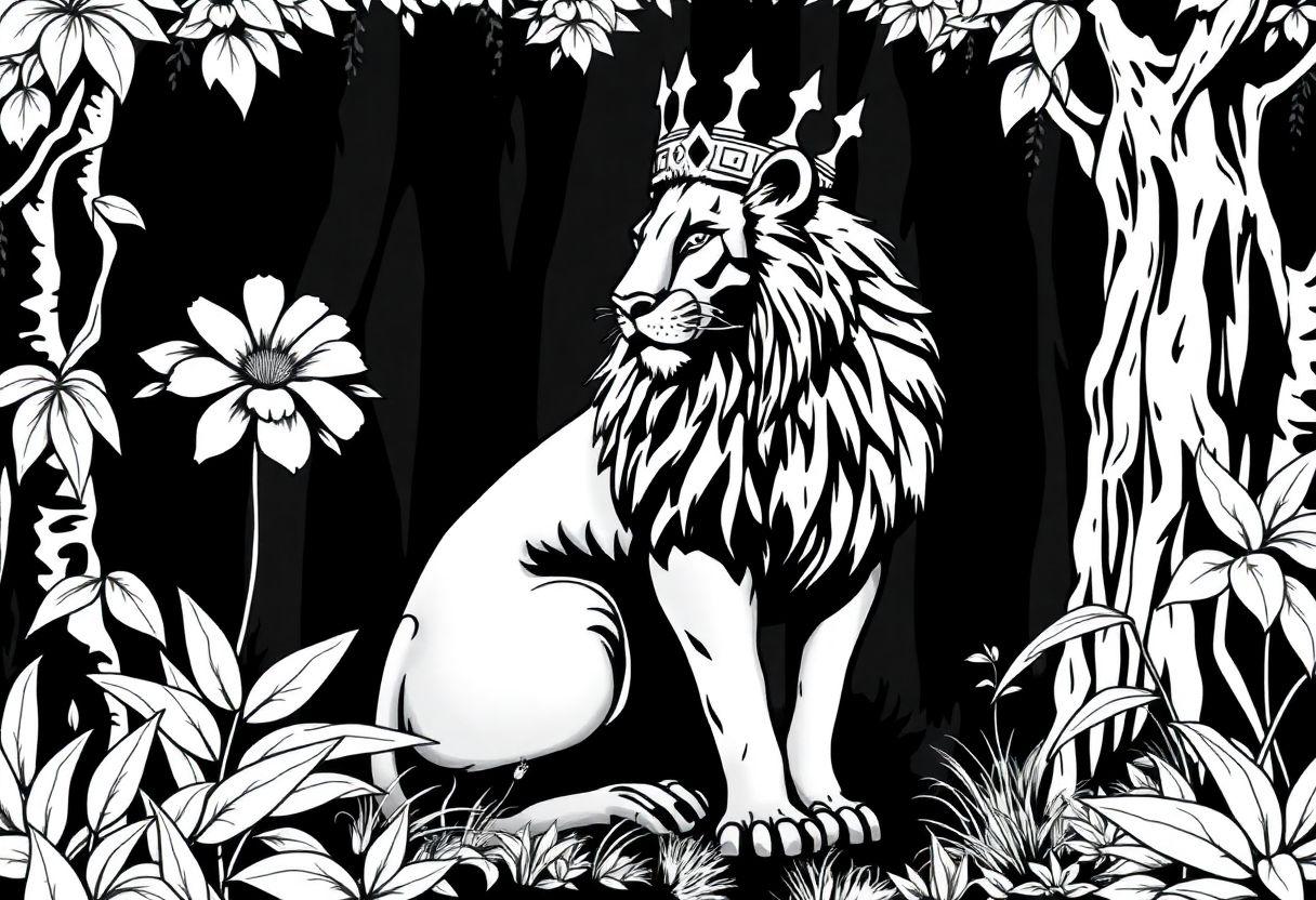 DESENHO DE LEÃO O REI DA SELVA EM TRAÇOS FORTES E REALISTAS