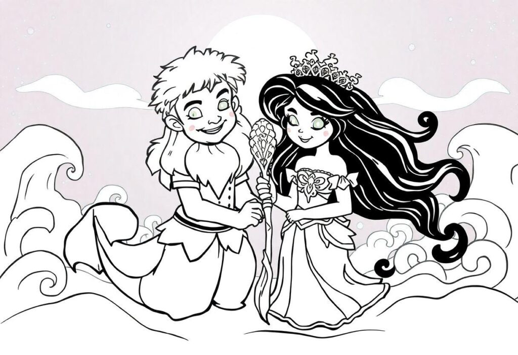 DESENHO DE SEREIA A MAGIA DOS MARES PARA COLORIR E SONHAR