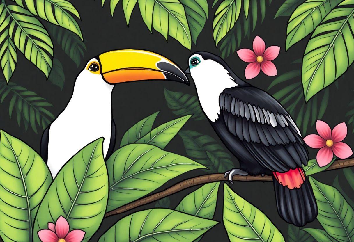 DESENHO DE TUCANO AS CORES DA FLORESTA TROPICAL NO PAPEL